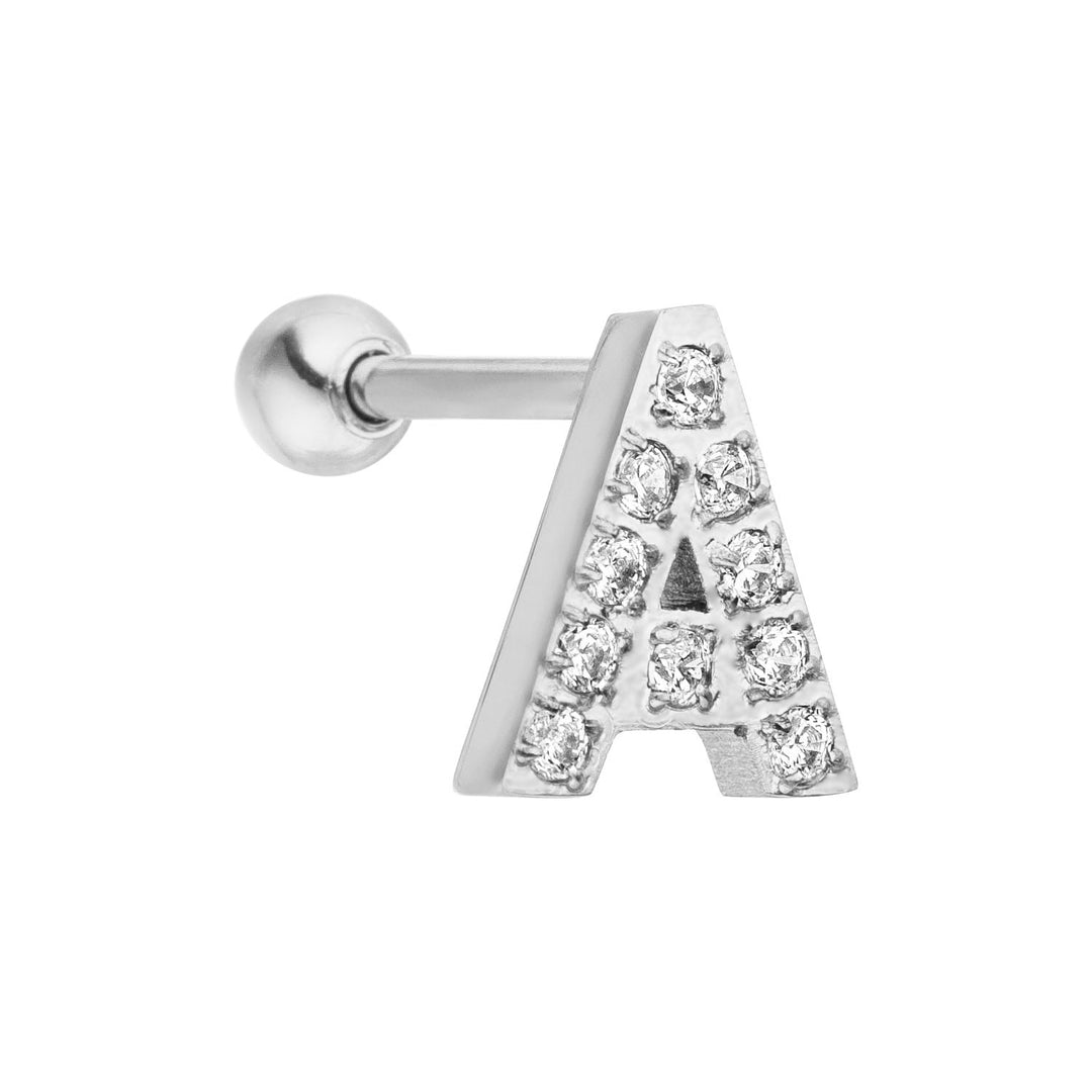 Buchstaben Piercing silber wasserfest Zirkonia Chirurgenstahl
