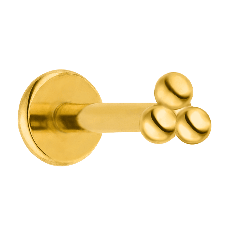 Titan Piercing mit 3 Kügelchen Gold 18K vergoldet