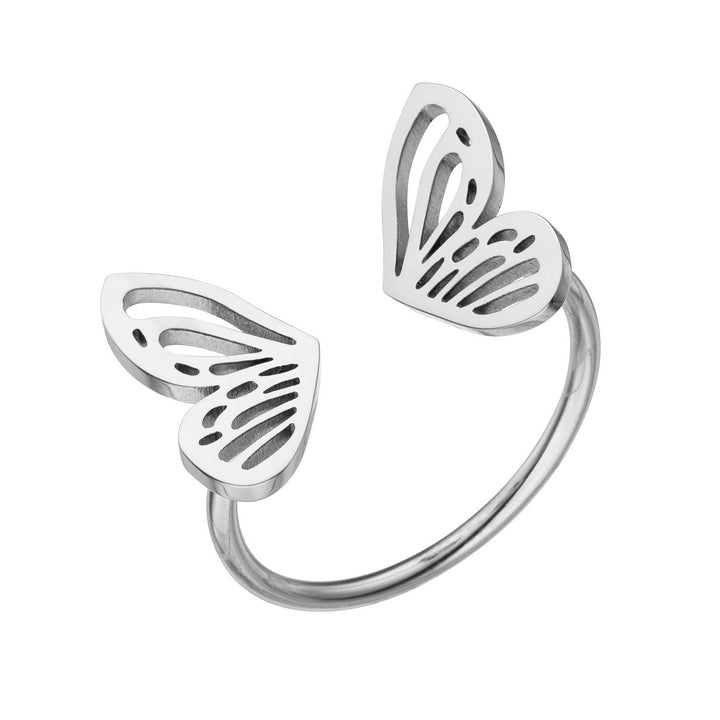 Schmetterling Ring silber wasserfest verstellbare Größe Edelstahl