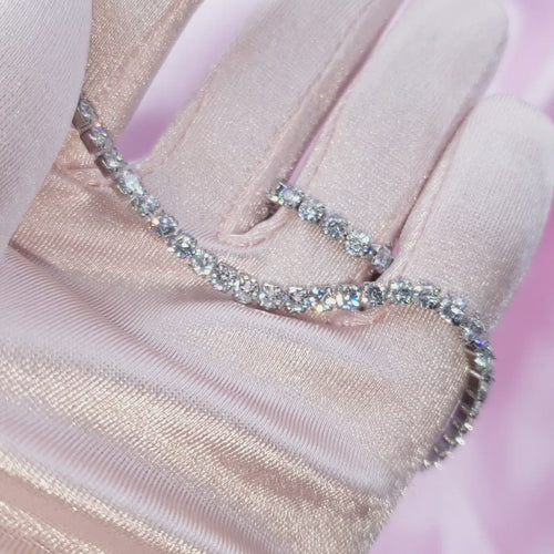 Tennis Fußkette 18K vergoldet Edelstahl wasserfest silber