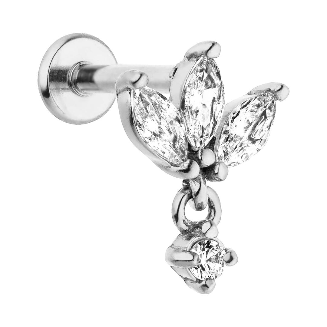 Zirkonia Piercing silber Lotus Blume Chirurgenstahl wasserfest