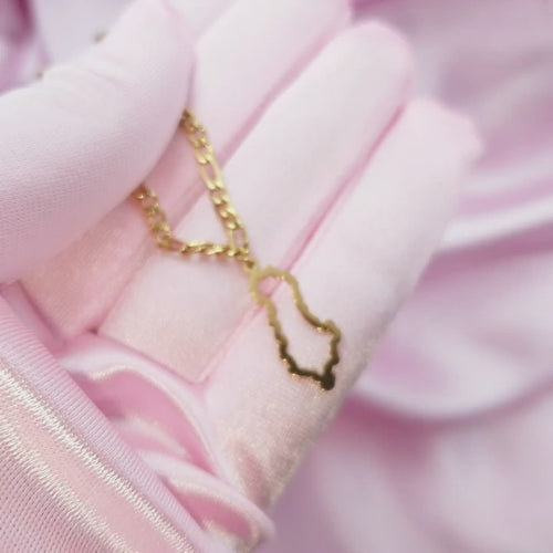 Albanien Landumriss Kette in Gold Figaro wasserfest Länderkette