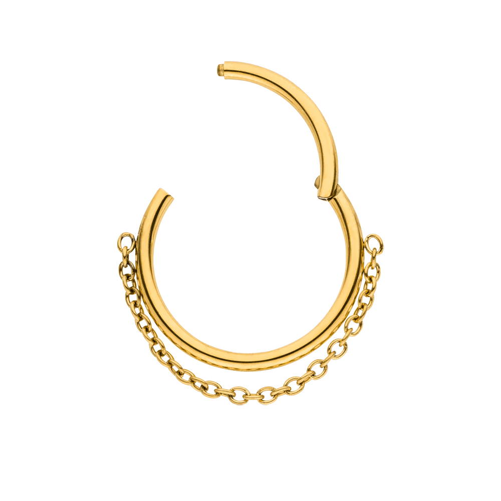 Clicker Piercing Segmentring Titan 18K vergoldet Conch Helix