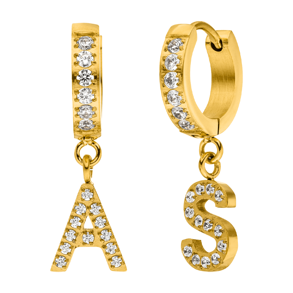 Buchstaben Ohrringe personalisiert 18K vergoldet wasserfest