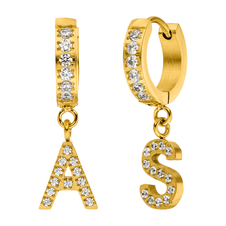Buchstaben Ohrringe personalisiert 18K vergoldet wasserfest