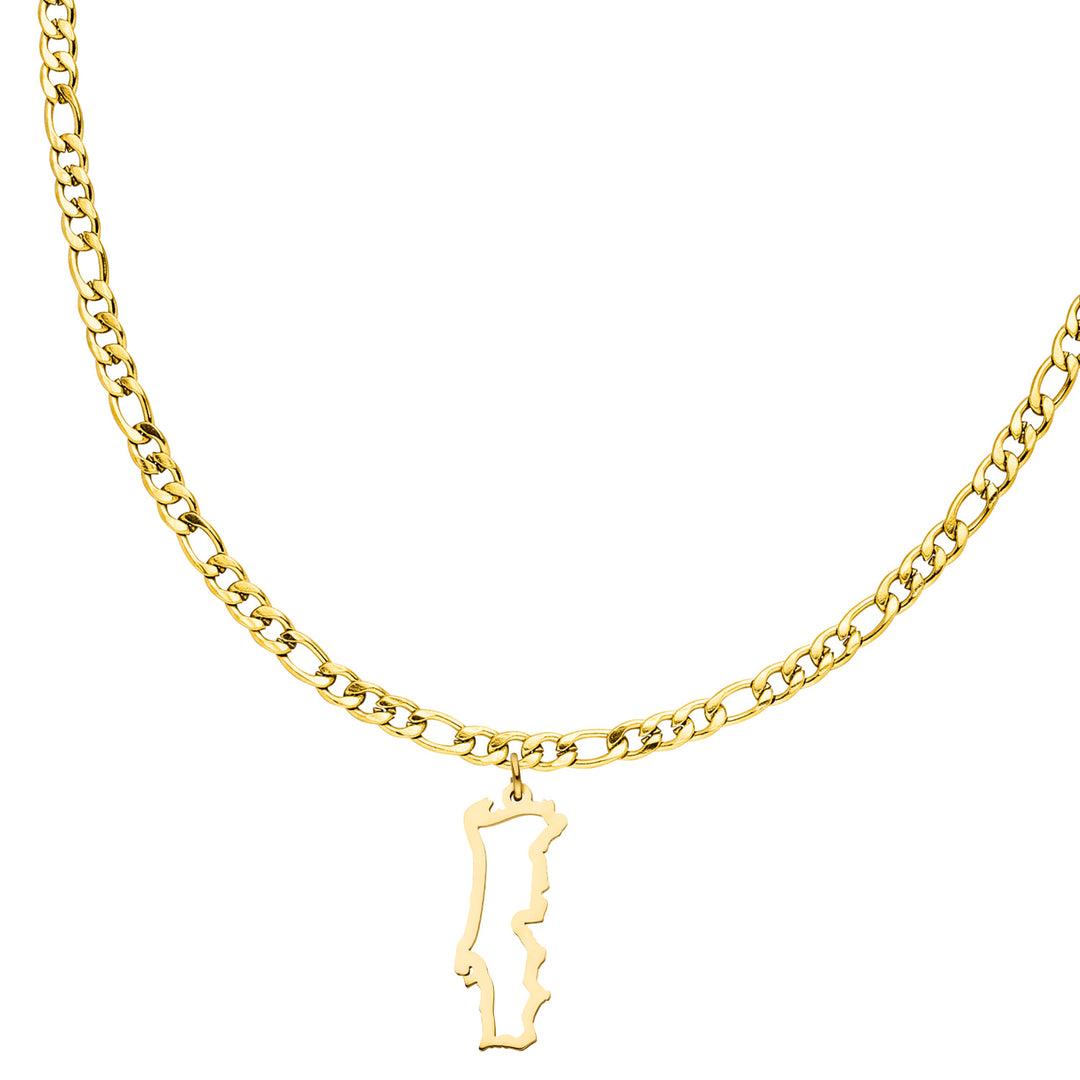 Portugal Landumriss Kette gold portugiesische Länderkette 14K vergoldet