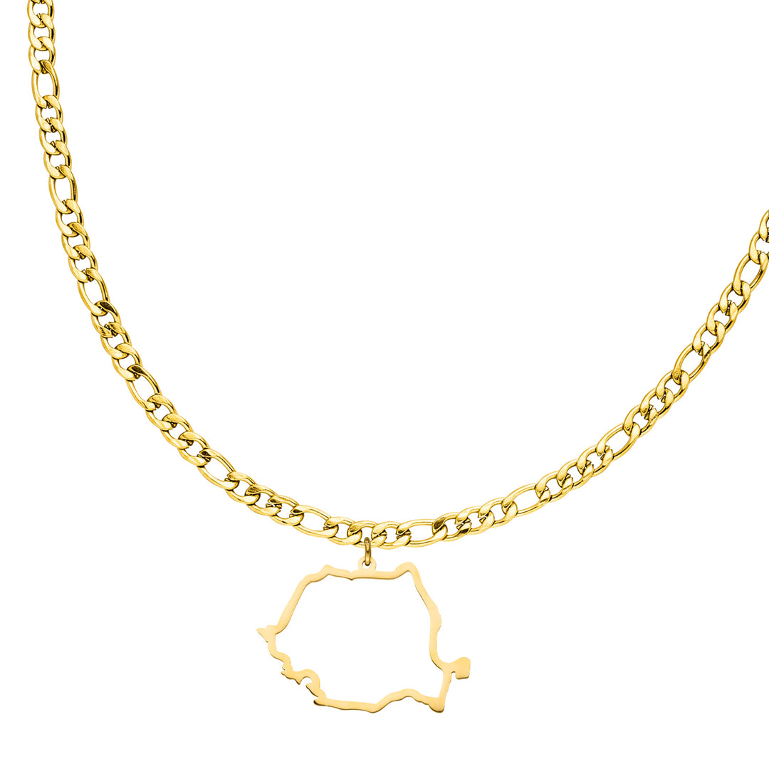 Rumänische Landumriss Kette gold Rumänien Länderkette 14K vergoldet