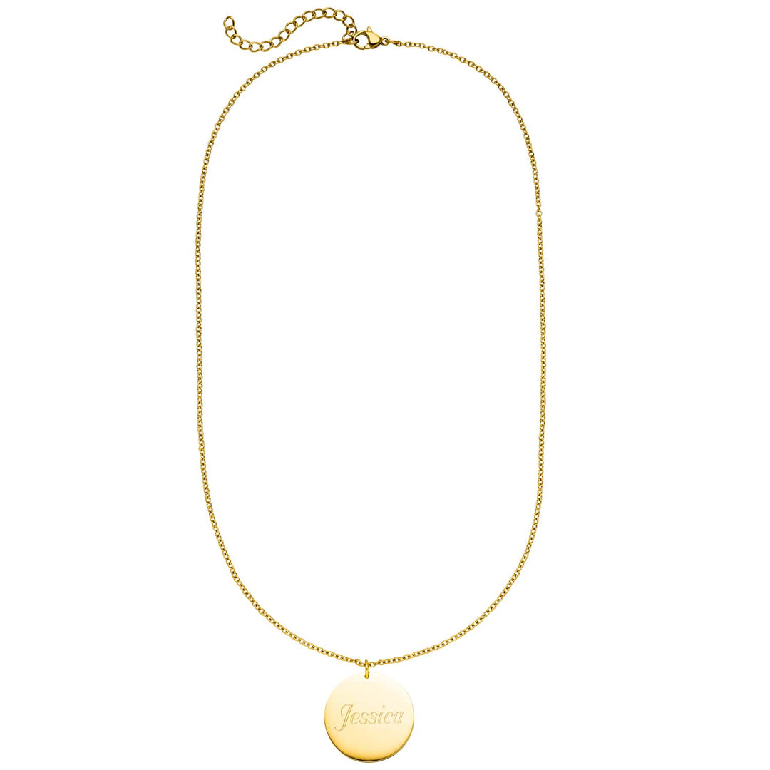 Gravierbare Kreis Kette 18K vergoldet Platte personalisierbar
