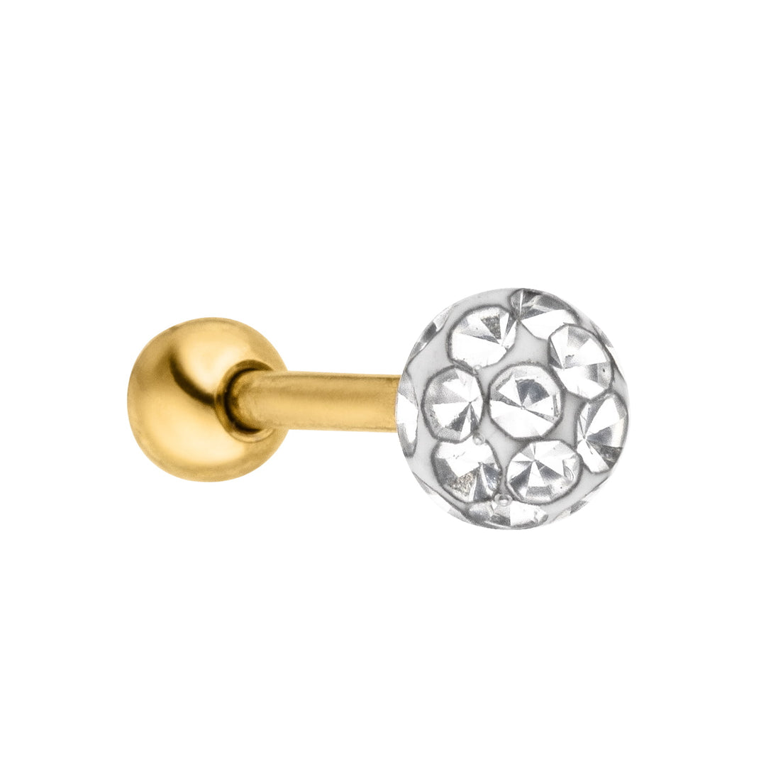 4mm Edelstahl Piercing mit Zirkonia Steinen 18K vergoldet