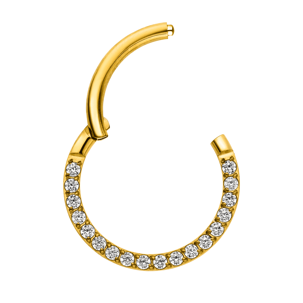Clicker Segmentring Gold Zirkonia Chirurgenstahl 18K vergoldet