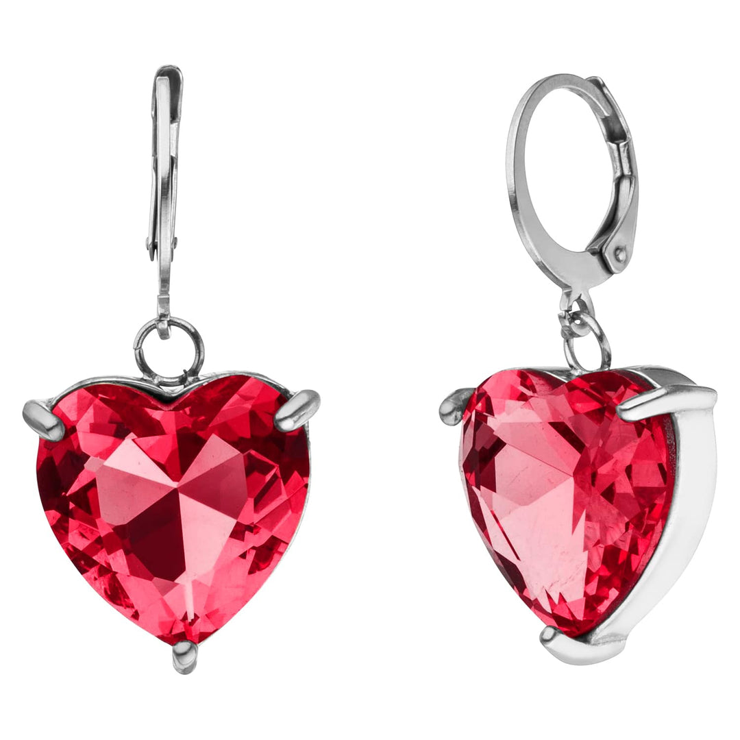 Herz Ohrringe gold rotes Glas wasserfest