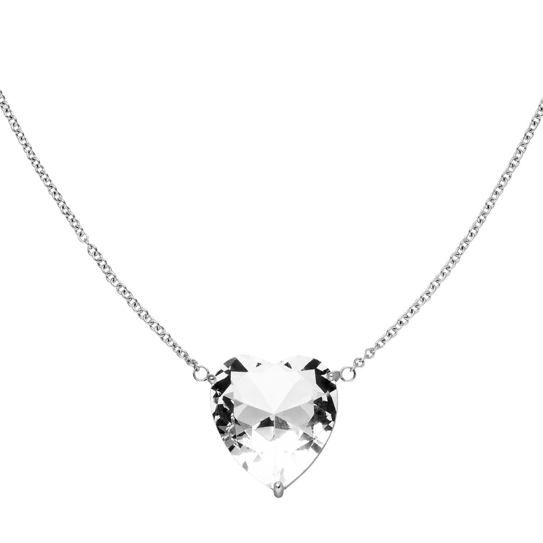 Herz Kette silber mit weißem Glas wasserfest