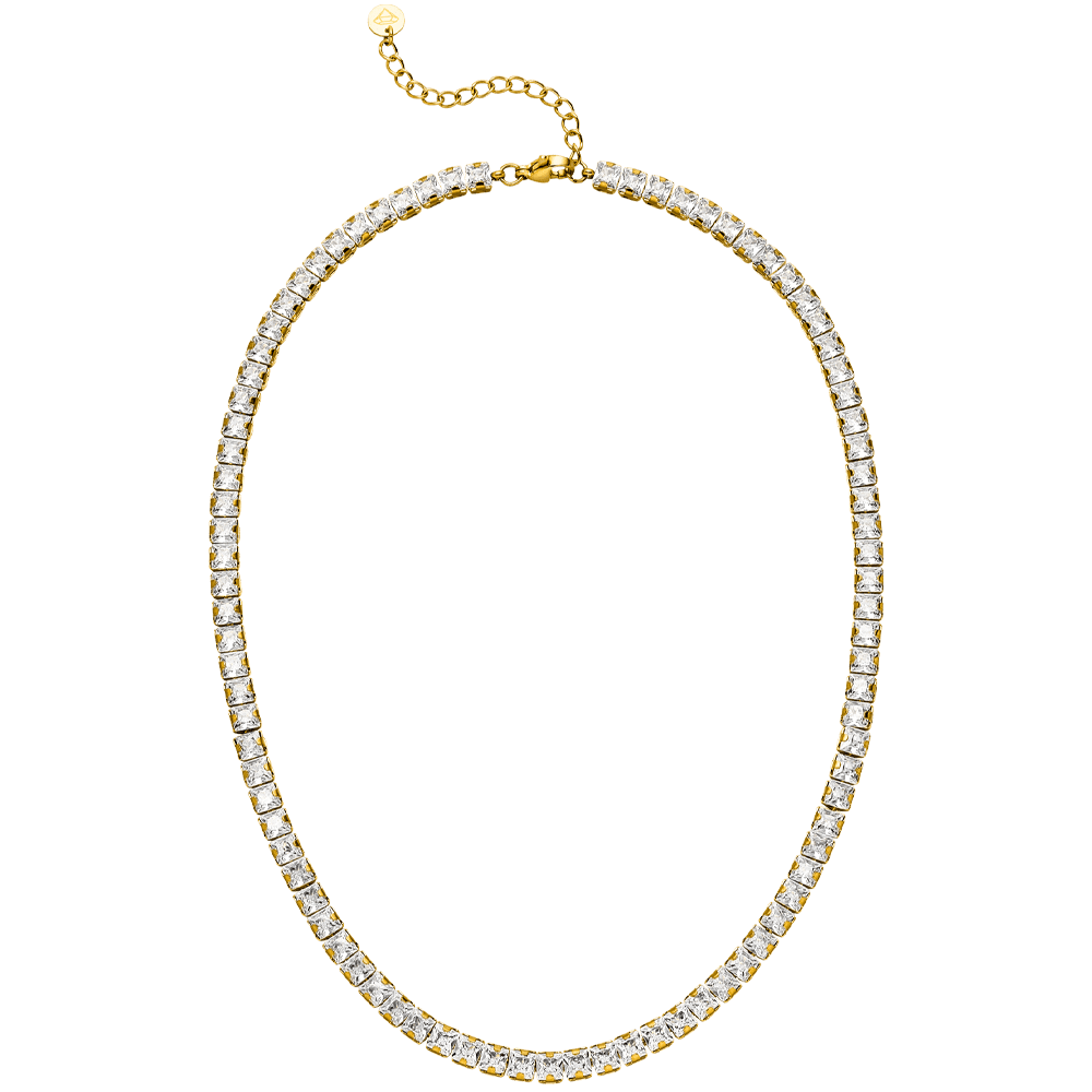 Tennis Halskette für Damen wasserfest 18K vergoldet