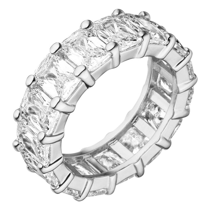 Wasserfester Zirkonia Ring silber viereckige Steinchen