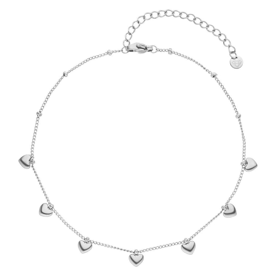Fußkette mit Herzen Silber wasserfest Herzchen