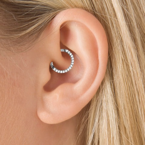 Crystal Clicker Piercing für Ohr silber antiallergisch