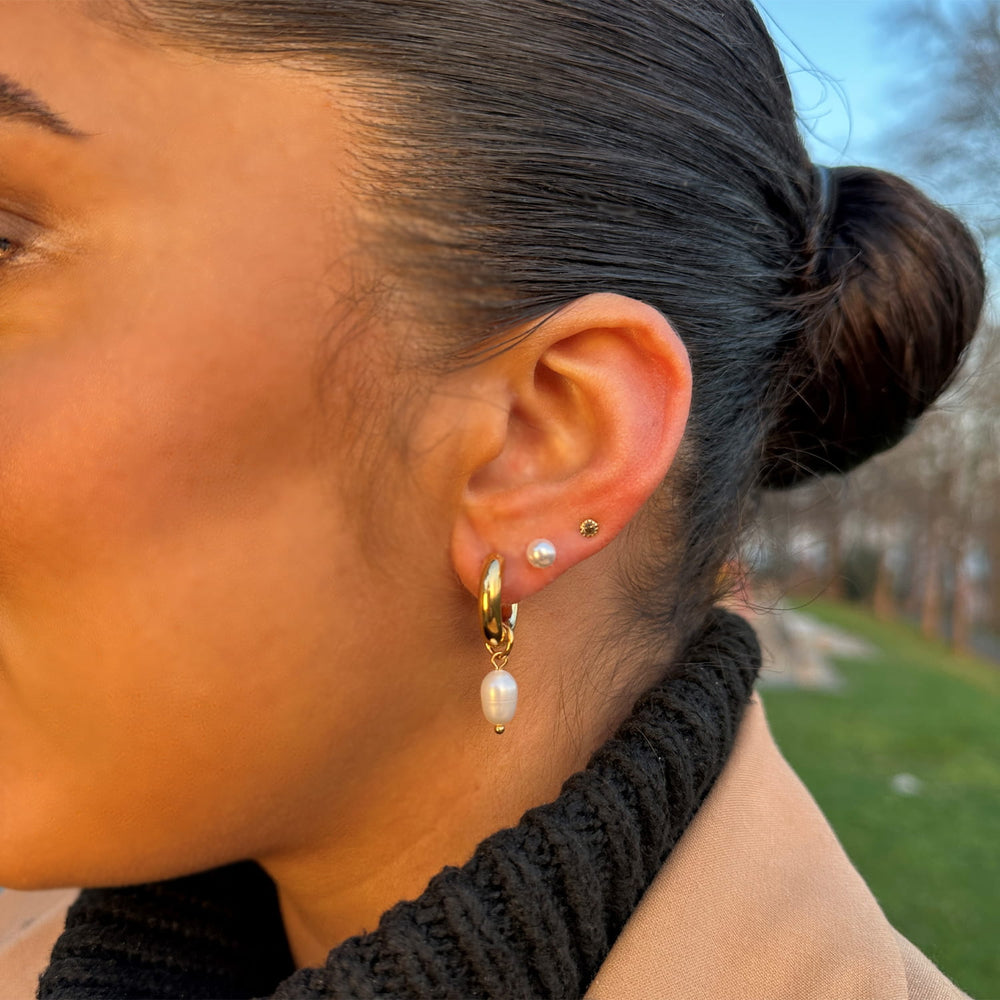 wasserfeste Ohrringe mit Perlen Süßwasser 18K vergoldet