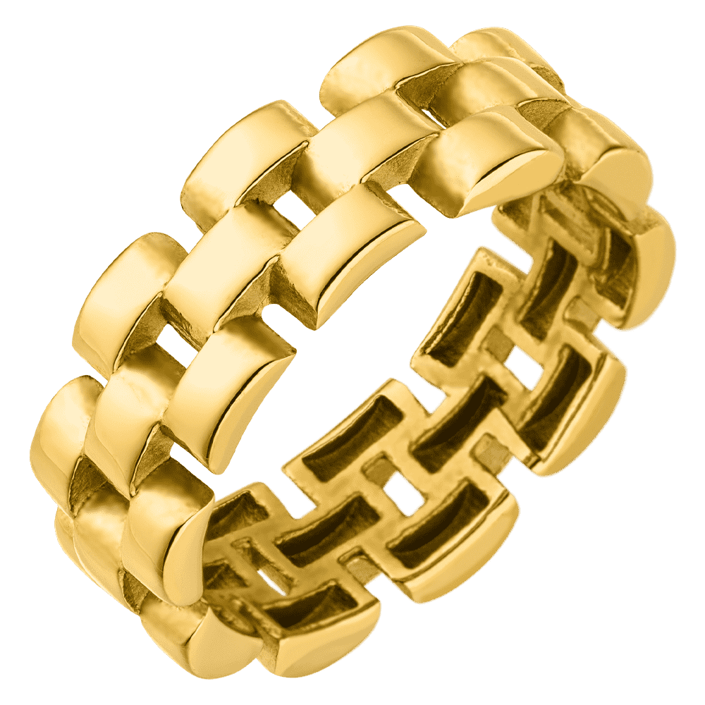 Glieder Ring 18K vergoldet für Damen wasserfest