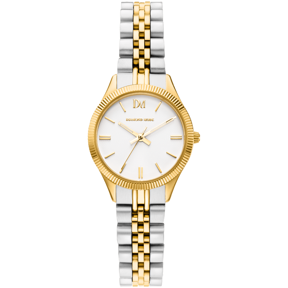 Damen Uhr Gold Silber 24K vergoldet Saphirglas Armbanduhr
