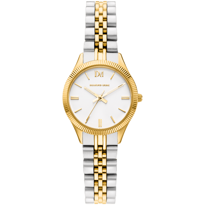 Damen Uhr Gold Silber 24K vergoldet Saphirglas Armbanduhr