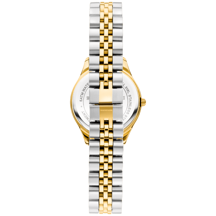 Damen Uhr Gold Silber 24K vergoldet wasserfest Saphirglas