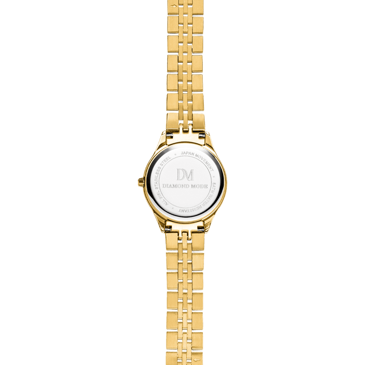 Uhr für Damen 24K vergoldet wasserfest Saphirglas Chirurgenstahl