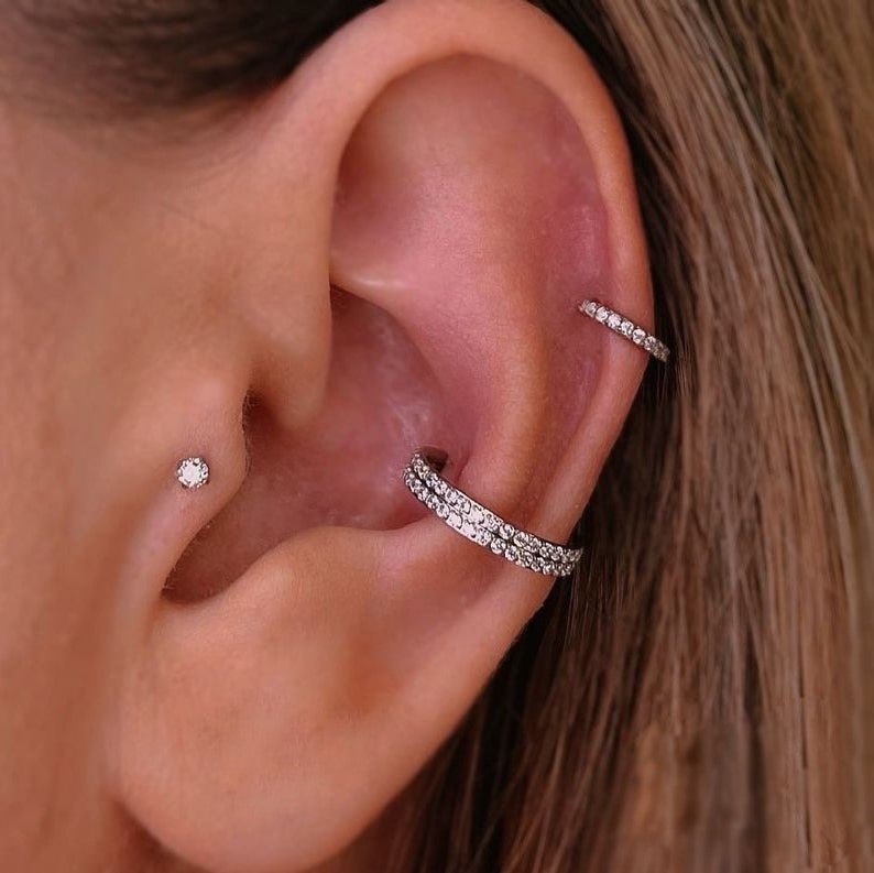 Titan Piercing Silber Conch Clicker Zirkonia