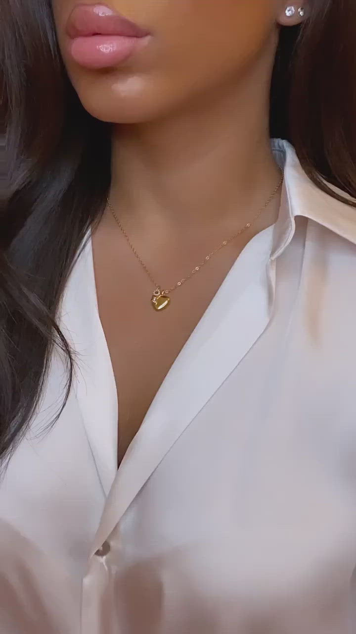 Elegante Herzkette Damen 18K vergoldet gravierbar