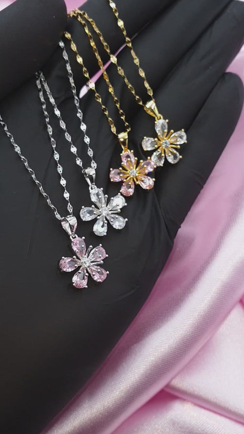 Blumenketten Echtsilber 18K vergoldet Flower