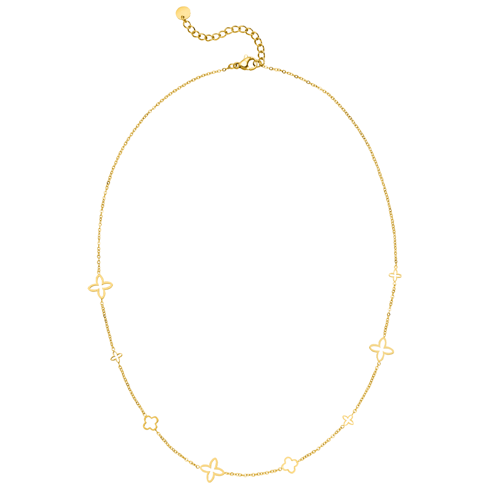 Kleeblatt Halskette 18K vergoldet wasserfest Damen