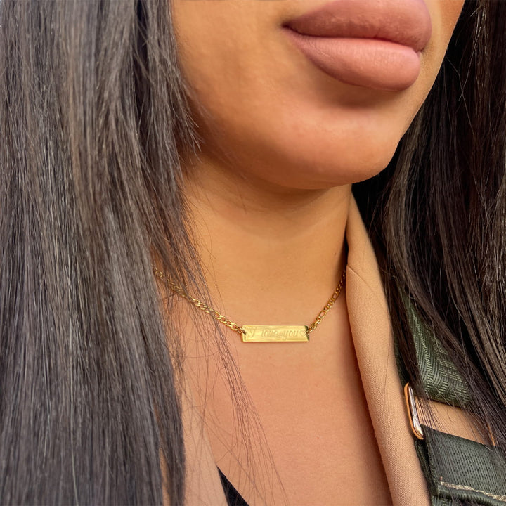 Wasserfeste Halskette mit Gravur 18K vergoldet personalisiert