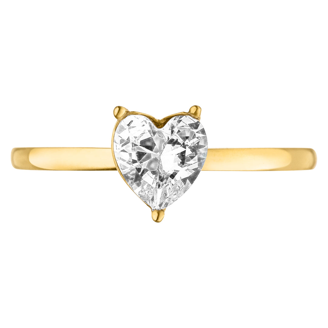 Herz Ring gold Zirkonia 18K vergoldet wasserfest