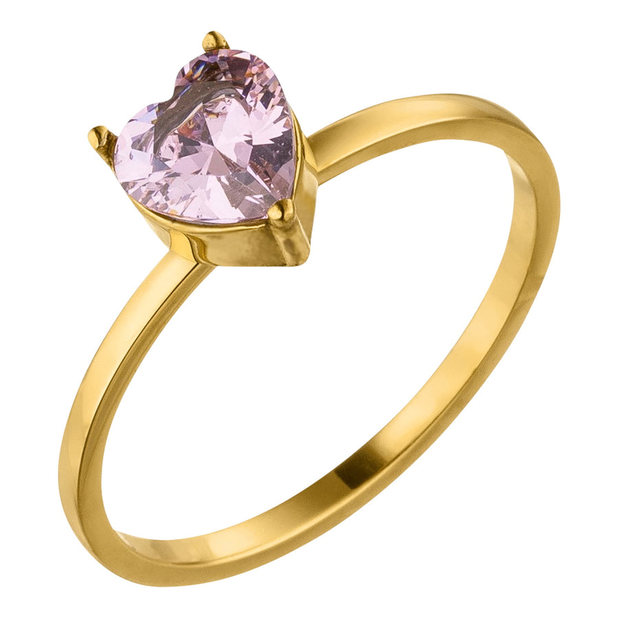 Herz Ring gold Lila Zirkonia 18K vergoldet wasserfest