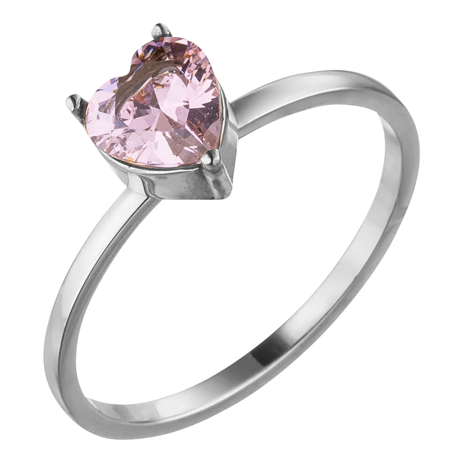 Ring mit Herz silber Lila Zirkonia Stein wasserfest