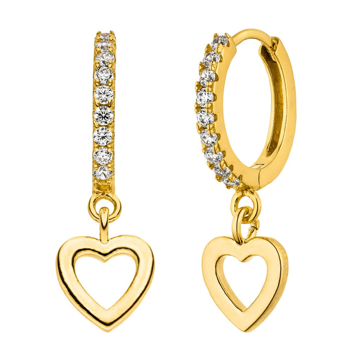 18K vergoldet Ohrringe mit Herz Anhänger für Damen