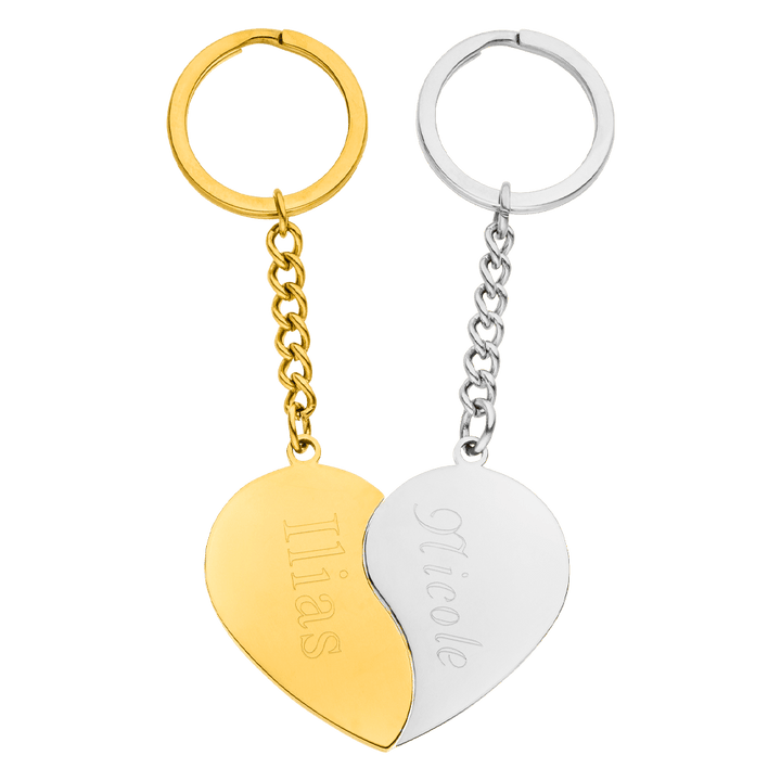 Ergänzende Herzen Schlüsselanhänger graviert personalisiert