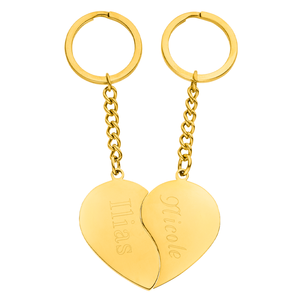 Personalisierte Schlüsselanhänger gebrochene Herzen Gravur