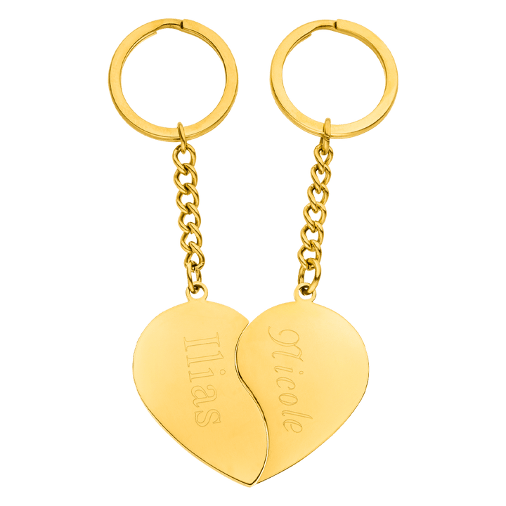 Personalisierte Schlüsselanhänger gebrochene Herzen Gravur