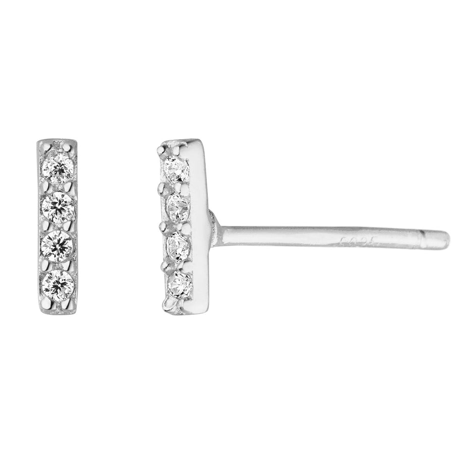 Silberne Echtsilber Zirkonia Ohrstecker 18 Karat Weißgold vergoldet