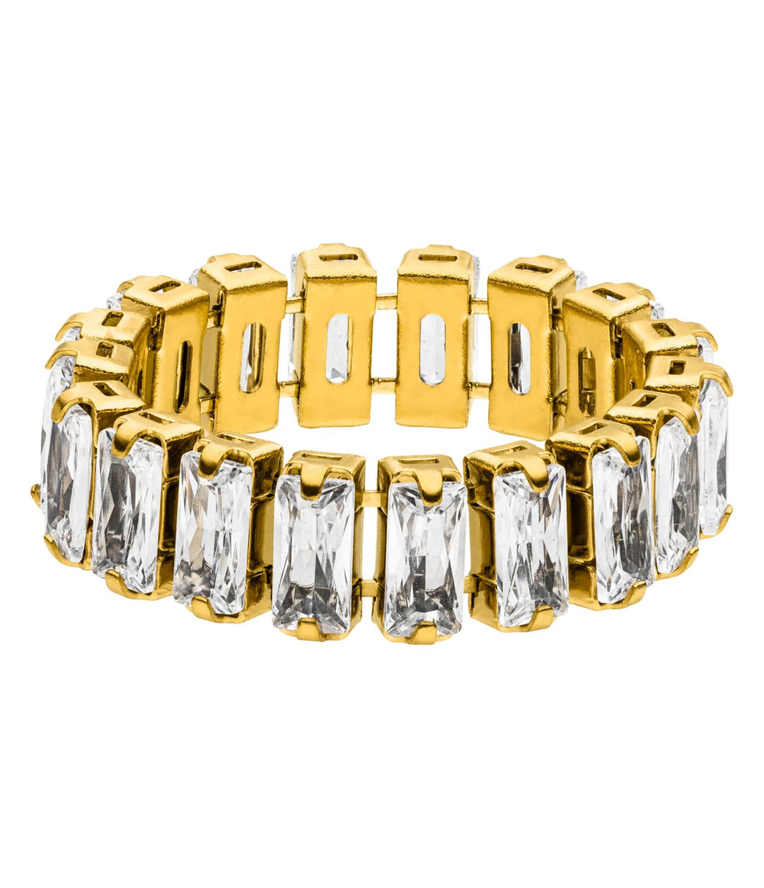 Wasserfester Ring 18K vergoldet mit Baguette Steinchen