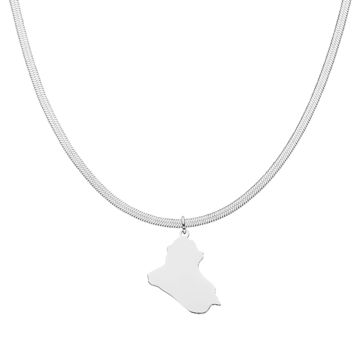 Irakische Länderkette Silber Irak Landumriss Halskette