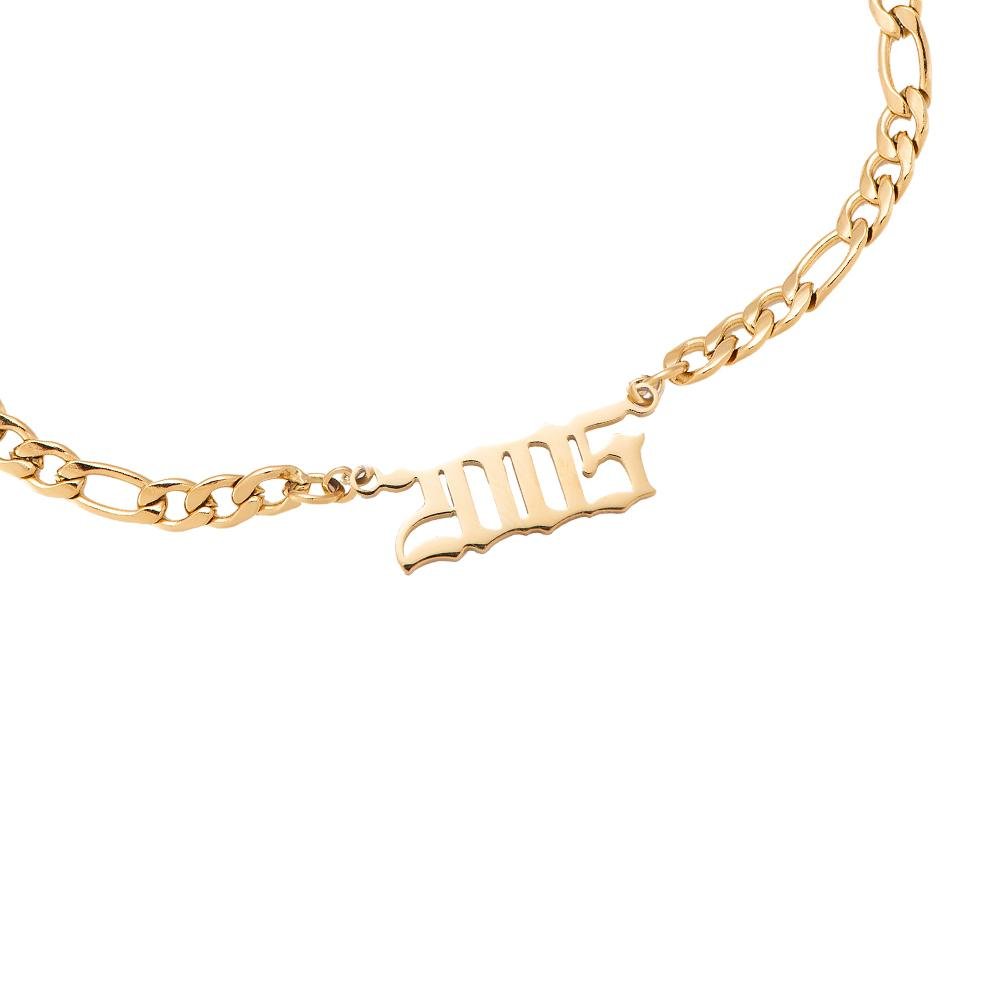 Jahrgangs Armband gold 2015 Jahreszahl 14K vergoldet wasserfest