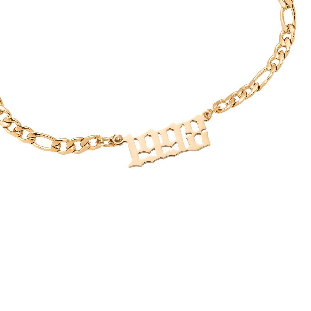 Wasserfestes Jahreszahl Armband 1998 gold Chirurgenstahl