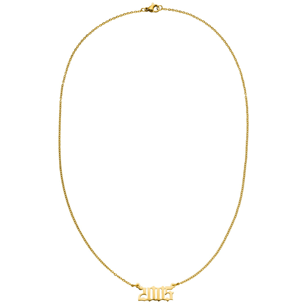 Geburtsjahr Halskette 2015 Gothic aus Edelstahl 18K vergoldet