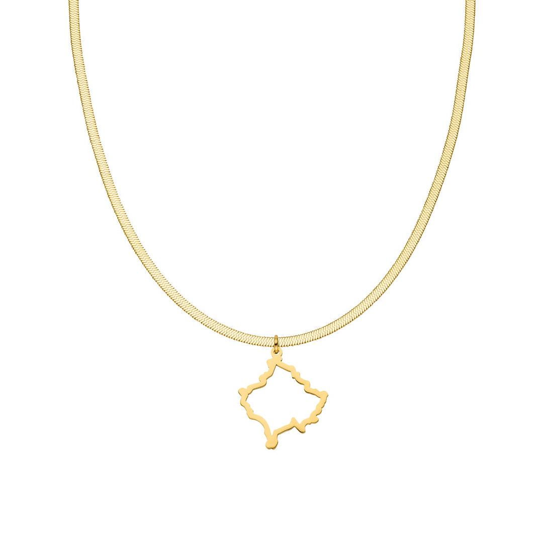 Kosovo Landumriss Kette Sleek Kosovarische Halskette gold
