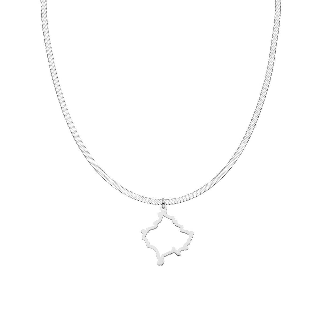 Kosovo Kette Silber Snake Skin Landumriss  Länderkette
