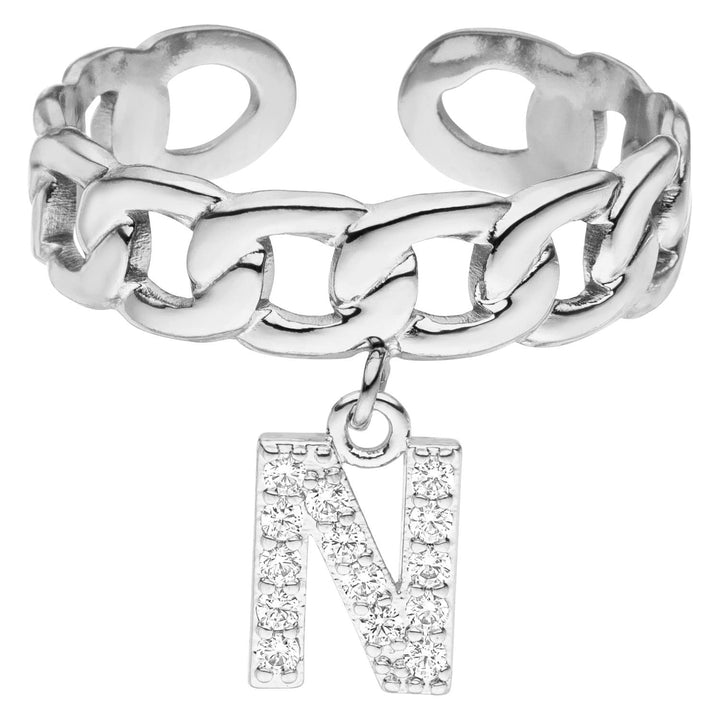 Personalisierter Buchstaben Ring in Silber mit Zirkonia