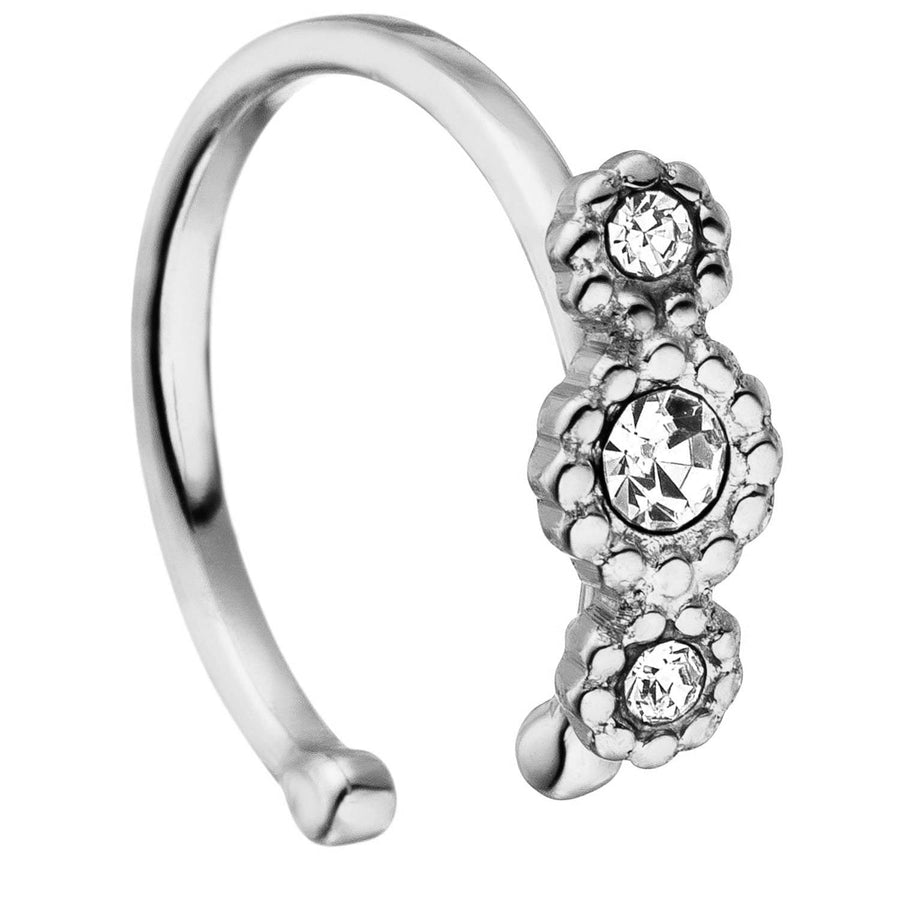 Edelstahl Fakepiercing Silber mit Zirkonia wasserfest Ohrklemme