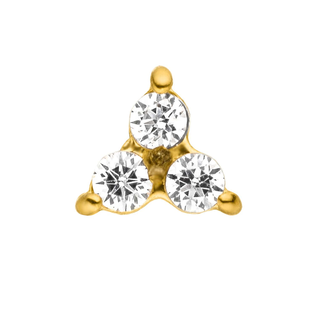 Zirkonia Piercing drei Glitzer Steinchen 18K vergoldet
