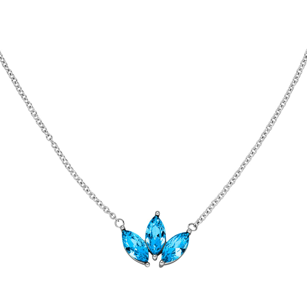 Lotus Blume Kette silber blau Edelstahl wasserfest